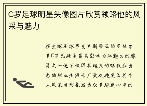 C罗足球明星头像图片欣赏领略他的风采与魅力